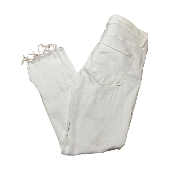 Gap White True Skinny Jeans Raw Hem Ankle Side Slits Distressed Sz 25P - Picture 4 of 5